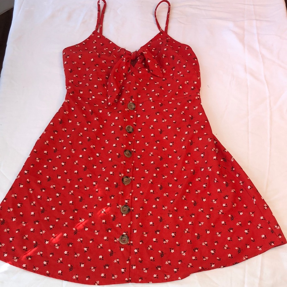 Red floral dress